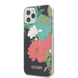 Guess Guess Apple iPhone 12 - 12 Pro zwart Backcover hoesje - Flower TPU Guess Guess Apple iPhone 12 - 12 Pro zwart Backcover hoesje - Flower TPU