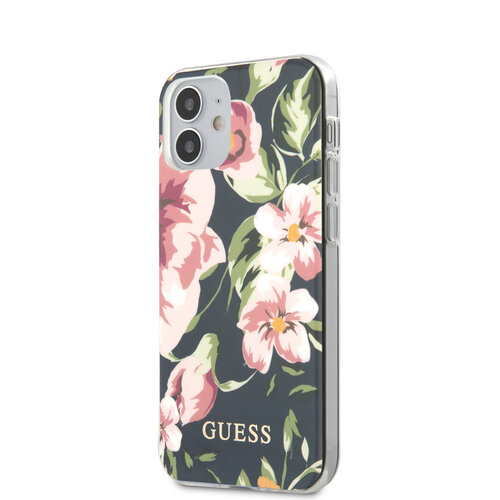 Guess Guess Apple iPhone 12 Mini Navy Backcover hoesje - Flower TPU