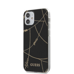 Guess Apple iPhone 12 Mini Noir Back cover coque - Chaîne en or TPU