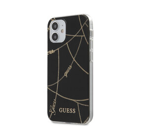Guess Guess Apple iPhone 12 Mini Black Back cover case - Gold Chain TPU Guess Guess Apple iPhone 12 Mini Black Back cover case - Gold Chain TPU