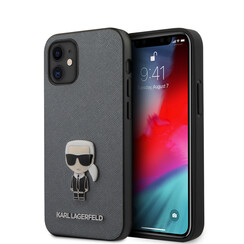 Karl Lagerfeld Apple iPhone 12 Mini Zilver Backcover hoesje - Saffiano