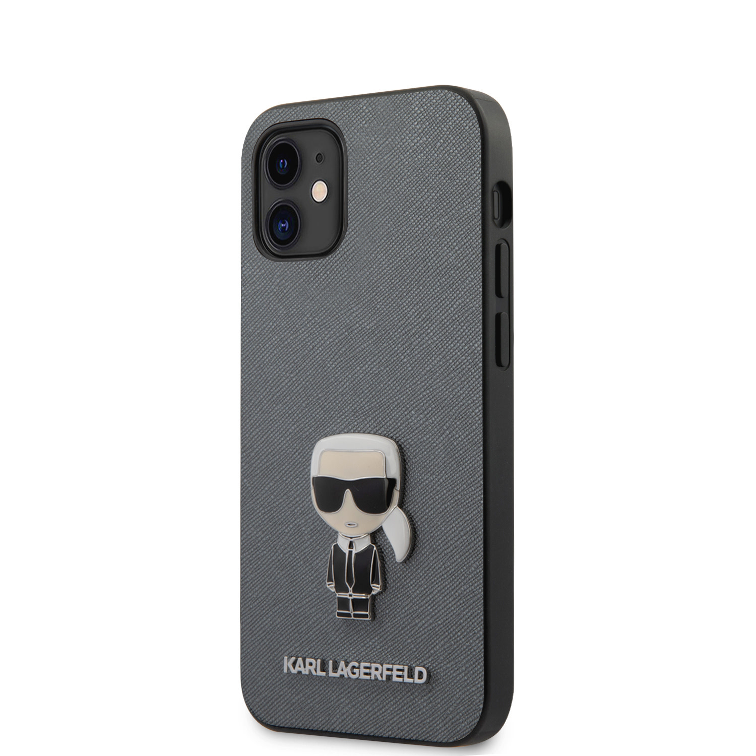 Karl Lagerfeld Karl Lagerfeld Apple iPhone 12 Mini Zilver Backcover hoesje - Saffiano, foto 2 van 5