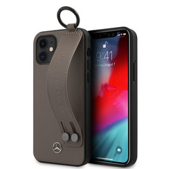 Mercedes-Benz Apple iPhone 12 Mini Brown Back cover case - Real Leather - Hand Strap