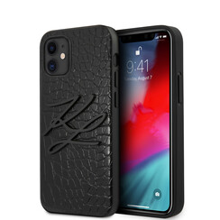 Karl Lagerfeld Apple iPhone 12 Mini Black Back cover case - Croco Signature