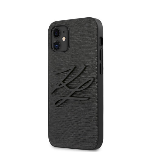 Karl Lagerfeld Karl Lagerfeld Apple iPhone 12 Mini Black Back cover case - Lizard Signature