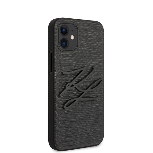 Karl Lagerfeld Karl Lagerfeld Apple iPhone 12 Mini Black Back cover case - Lizard Signature