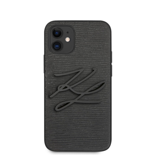 Karl Lagerfeld Karl Lagerfeld Apple iPhone 12 Mini Black Back cover case - Lizard Signature