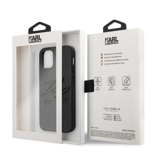 Karl Lagerfeld Karl Lagerfeld Apple iPhone 12 Mini Black Back cover case - Lizard Signature