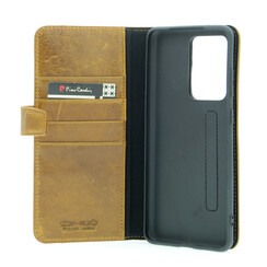 Pierre Cardin Bruin hoesje Samsung Galaxy S20 Ultra - Book Case - Echt leder