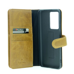 Pierre Cardin Samsung Galaxy S20 Ultra marron Book type housse - Cuir véritable