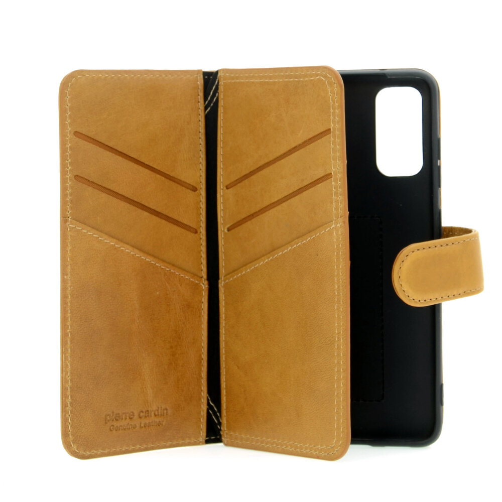 Pierre Cardin Pierre Cardin Samsung Galaxy S20 brown Book type case - Genuine leather Pierre Cardin Pierre Cardin Samsung Galaxy S20 brown Book type case - Genuine leather