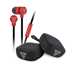 Guess Pack Bundle Guess avec bouchons d'oreille et haut-parleur Bluetooth - Rouge Guess Pack Bundle Guess avec bouchons d'oreille et haut-parleur Bluetooth - Rouge