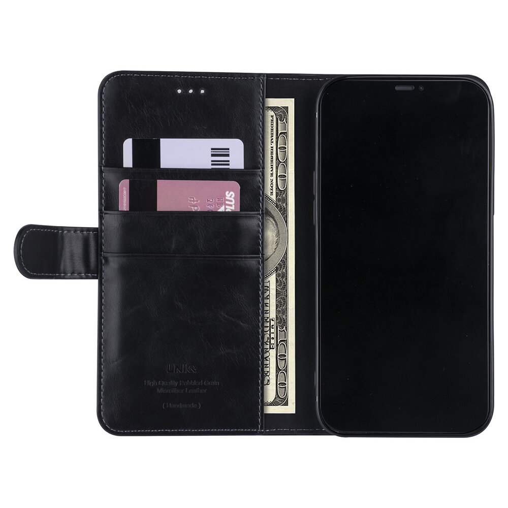 UNIQ Accessory iPhone 12 Pro Max Book Case hoesje - Zwart - PU leather UNIQ Accessory iPhone 12 Pro Max Book Case hoesje - Zwart - PU leather