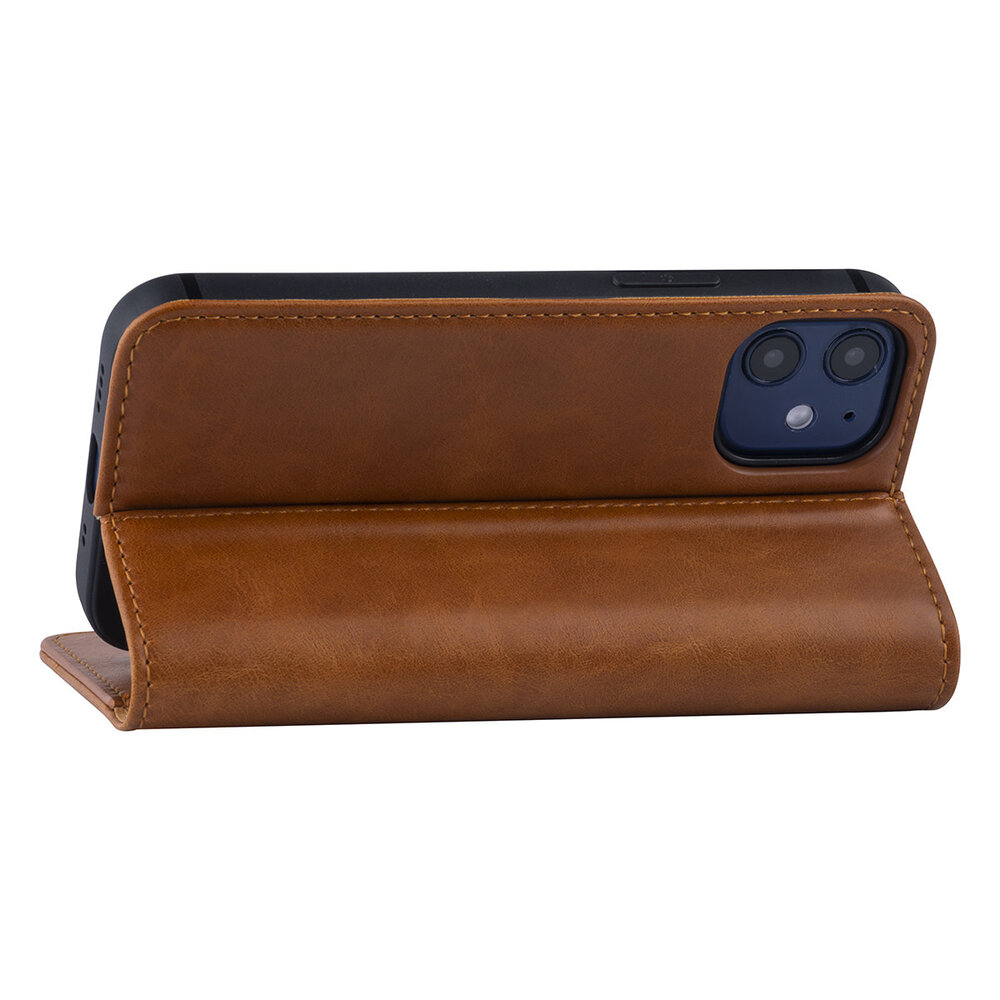 UNIQ Accessory iPhone 12 Mini Book Case hoesje - Bruin - PU leather UNIQ Accessory iPhone 12 Mini Book Case hoesje - Bruin - PU leather