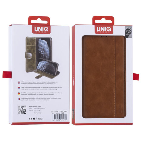 UNIQ Accessory Apple iPhone 12 Pro Max Braun Book-Case hul - PU-Leder UNIQ Accessory Apple iPhone 12 Pro Max Braun Book-Case hul - PU-Leder