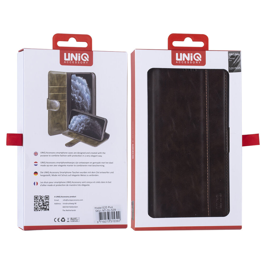 UNIQ Accessory Samsung Galaxy S20 Plus Dunkelbraun Book-Case hul - PU-Leder UNIQ Accessory Samsung Galaxy S20 Plus Dunkelbraun Book-Case hul - PU-Leder