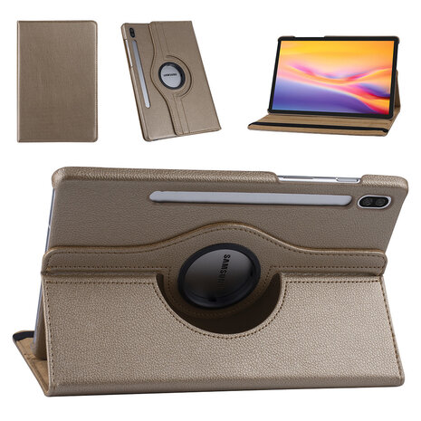 Samsung Galaxy Tab S6 Goud Book Case Tablethoes - PU Samsung Galaxy Tab S6 Goud Book Case Tablethoes - PU