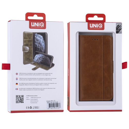 UNIQ Accessory Apple iPhone 12 Mini Marron Book type housse - Faux cuir