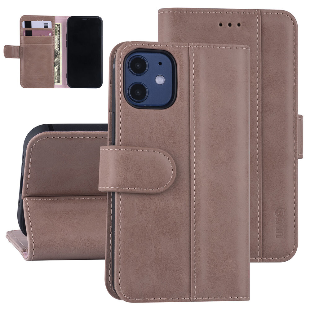 UNIQ Accessory iPhone 12 Mini Book Case hoesje - Roze - PU leather UNIQ Accessory iPhone 12 Mini Book Case hoesje - Roze - PU leather