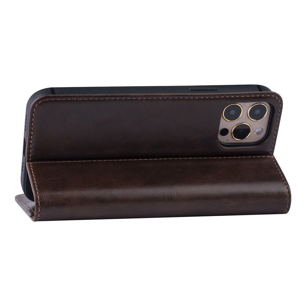 UNIQ Accessory UNIQ Accessory iPhone 12 - 12 Pro Dark Brown Book type case - PU leather UNIQ Accessory UNIQ Accessory iPhone 12 - 12 Pro Dark Brown Book type case - PU leather