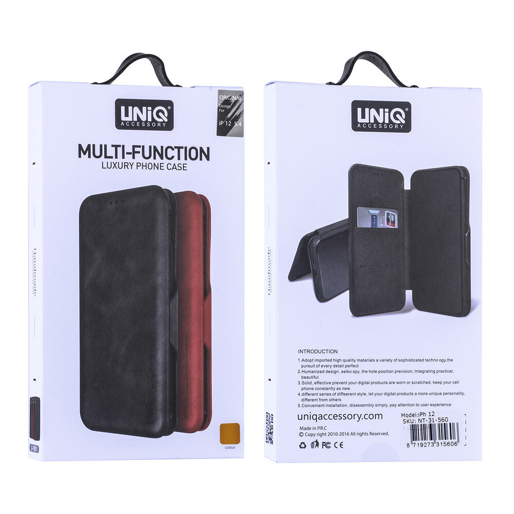 UNIQ Accessory Apple iPhone 12 Mini Light Brown Book type case - Card Holder UNIQ Accessory Apple iPhone 12 Mini Light Brown Book type case - Card Holder