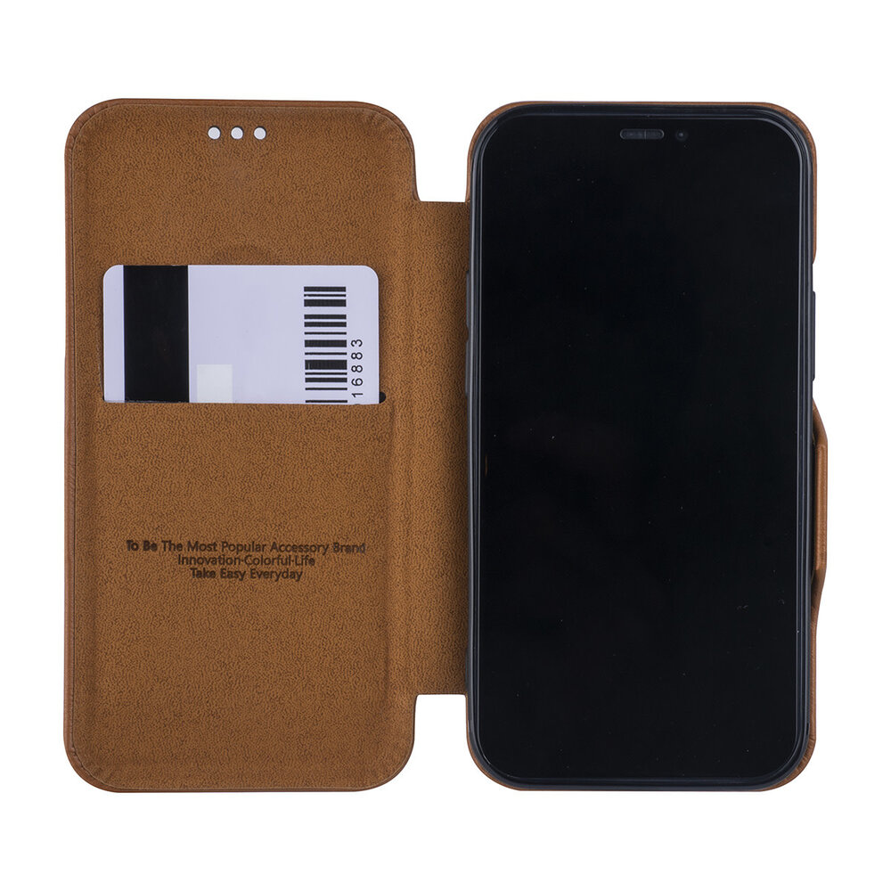 UNIQ Accessory UNIQ Accessory LichtBruin hoesje iPhone 12 Mini - Book Case UNIQ Accessory UNIQ Accessory LichtBruin hoesje iPhone 12 Mini - Book Case