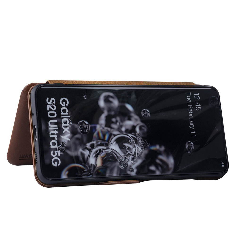 UNIQ Accessory Samsung Galaxy S20 Ultra Brown Book type case - Card Holder UNIQ Accessory Samsung Galaxy S20 Ultra Brown Book type case - Card Holder