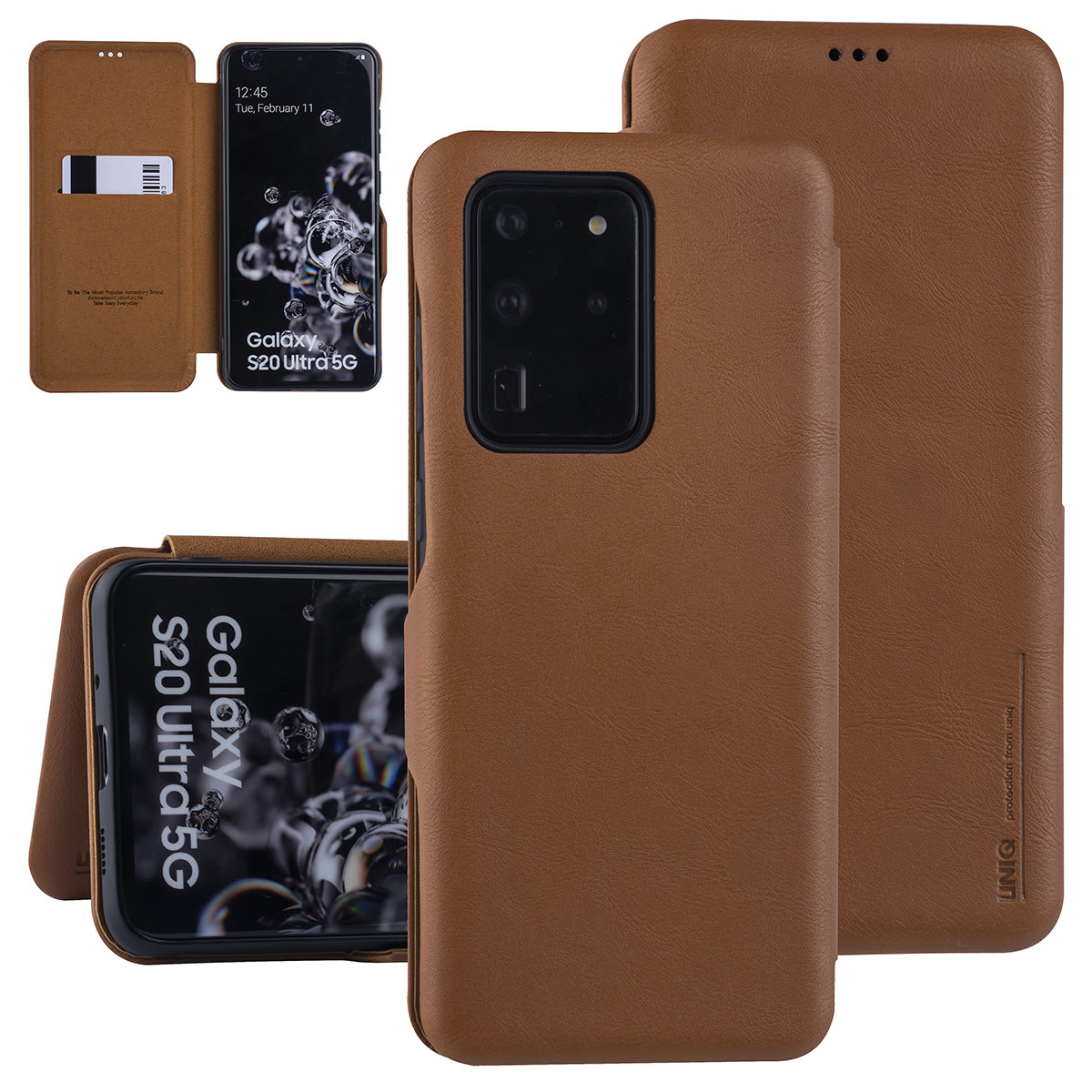 UNIQ Accessory UNIQ Accessory Samsung Galaxy S20 Ultra Book Case hoesje - Licht Bruin