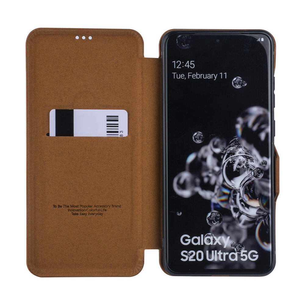 UNIQ Accessory UNIQ Accessory Samsung Galaxy S20 Ultra Book Case hoesje - Licht Bruin UNIQ Accessory UNIQ Accessory Samsung Galaxy S20 Ultra Book Case hoesje - Licht Bruin