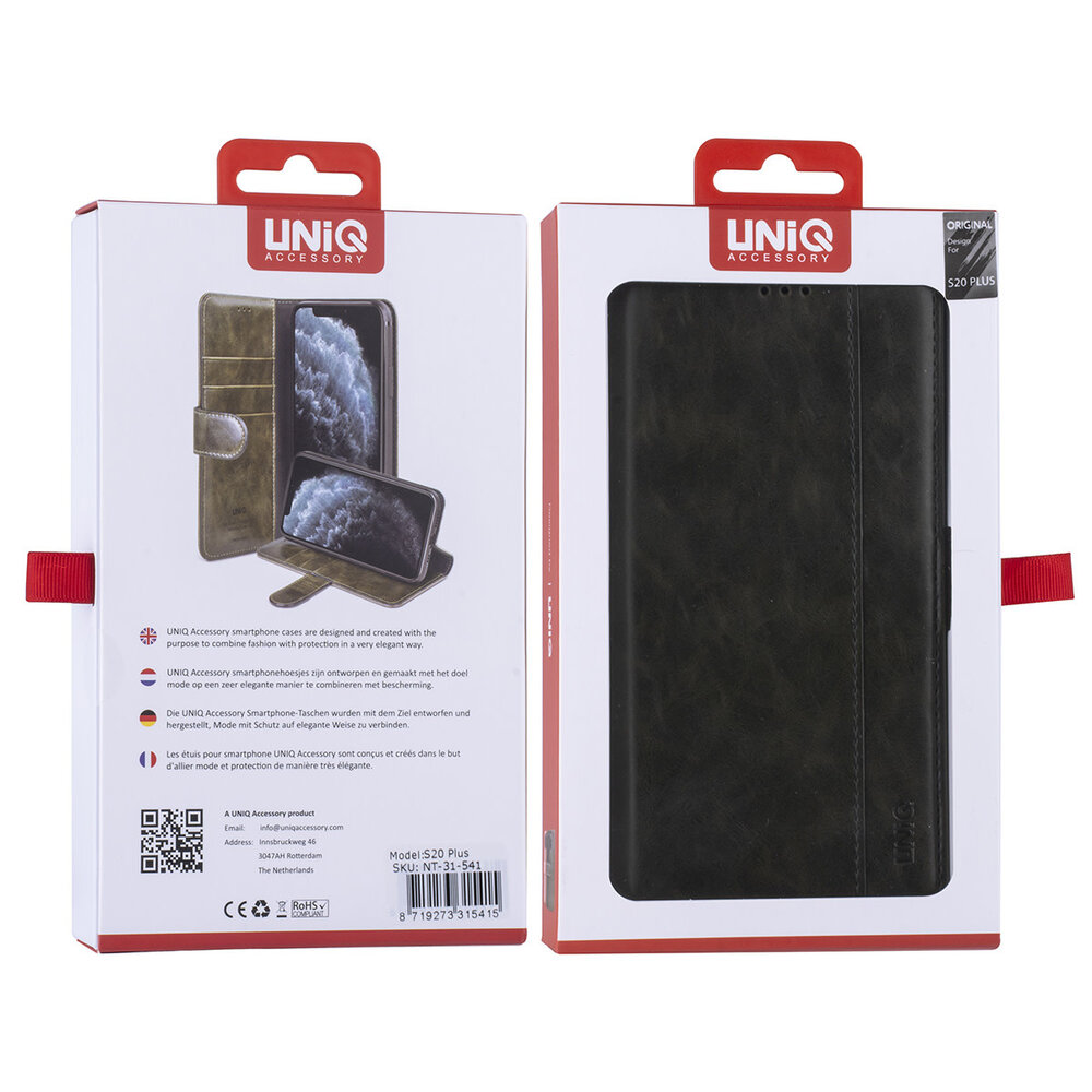 UNIQ Accessory Samsung Galaxy S20 Plus Dark green Book type case - PU leather UNIQ Accessory Samsung Galaxy S20 Plus Dark green Book type case - PU leather