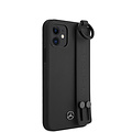 Mercedes-Benz Mercedes-Benz Apple iPhone 12 Mini Zwart Backcover hoesje - Real Leather - Hand Strap