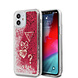 Guess Guess Apple iPhone 12 Mini Raspberry Backcover hoesje - Liquid Glitter Guess Guess Apple iPhone 12 Mini Raspberry Backcover hoesje - Liquid Glitter