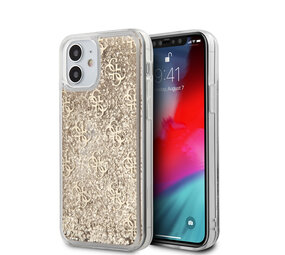 Guess Guess Apple iPhone 12 Mini Gold Back cover case - Liquid Glitter Guess Guess Apple iPhone 12 Mini Gold Back cover case - Liquid Glitter