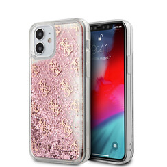 Guess Apple iPhone 12 Mini Rosa Back-Cover hul - Liquid Glitter