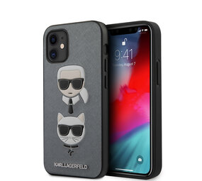 Karl Lagerfeld Karl Lagerfeld Apple iPhone 12 Mini Silver Back cover case - Saffiano Head Karl Lagerfeld Karl Lagerfeld Apple iPhone 12 Mini Silver Back cover case - Saffiano Head