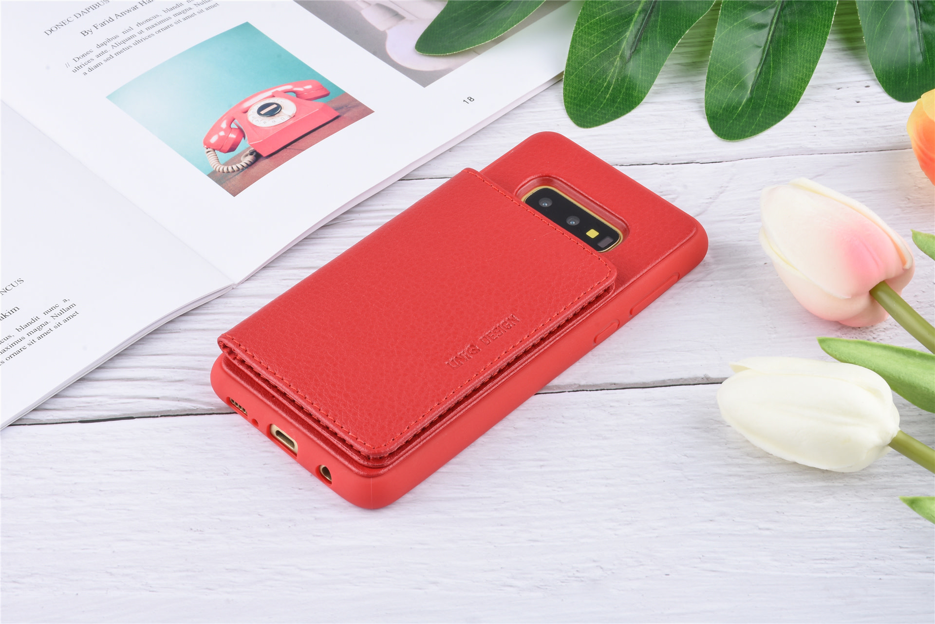 UNIQ Accessory UNIQ Accessory Galaxy S10e Kunstleer Backcover hoesje - Rood