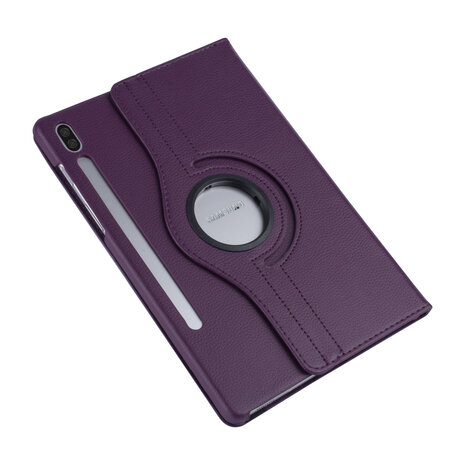 Samsung Tab S6 Paars Book Case Tablethoes - 360 graden draaibaar Samsung Tab S6 Paars Book Case Tablethoes - 360 graden draaibaar