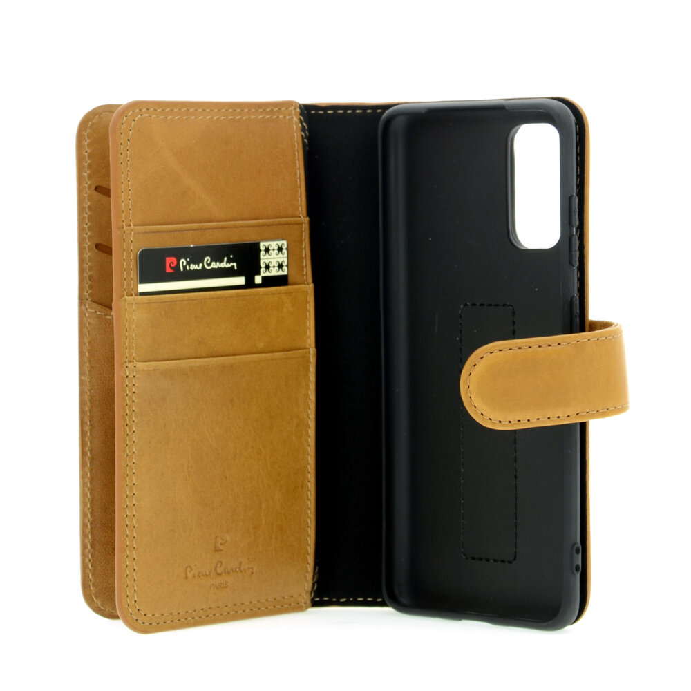 Pierre Cardin Pierre Cardin Samsung Galaxy S20 brown Book type case - Genuine leather