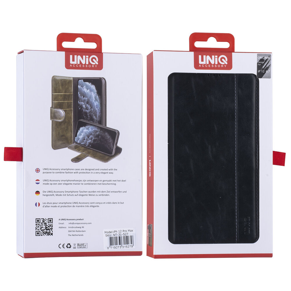 UNIQ Accessory Apple iPhone 12 Pro Max Schwarz Book-Case hul - PU-Leder UNIQ Accessory Apple iPhone 12 Pro Max Schwarz Book-Case hul - PU-Leder
