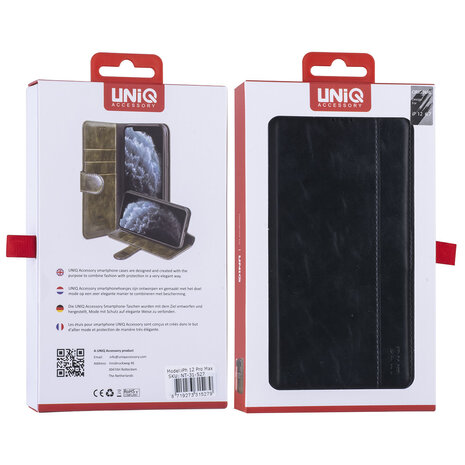 UNIQ Accessory Apple iPhone 12 Pro Max Schwarz Book-Case hul - PU-Leder UNIQ Accessory Apple iPhone 12 Pro Max Schwarz Book-Case hul - PU-Leder