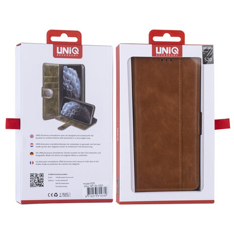 UNIQ Accessory Bruin hoesje Samsung Galaxy S20 - Book Case - PU leather UNIQ Accessory Bruin hoesje Samsung Galaxy S20 - Book Case - PU leather