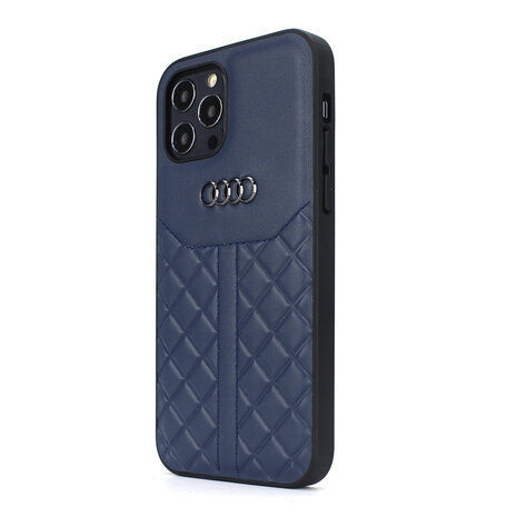Audi Audi Apple iPhone 12 Mini Blauw Backcover hoesje Q8 Serie - Genuine Leather Audi Audi Apple iPhone 12 Mini Blauw Backcover hoesje Q8 Serie - Genuine Leather