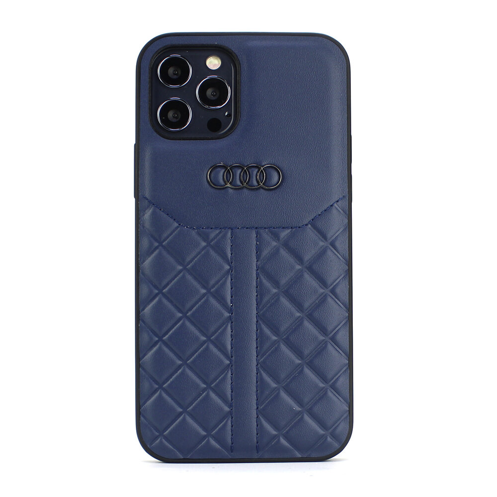 Audi Audi Apple iPhone 12 Mini Blauw Backcover hoesje Q8 Serie - Genuine Leather Audi Audi Apple iPhone 12 Mini Blauw Backcover hoesje Q8 Serie - Genuine Leather