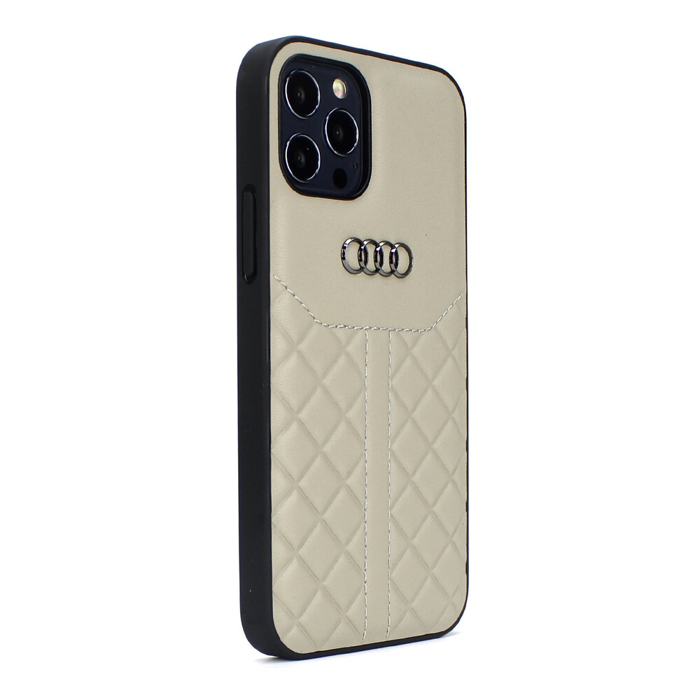 Audi Audi Apple iPhone 12 Mini Beige Back cover case Q8 Serie - Genuine Leather Audi Audi Apple iPhone 12 Mini Beige Back cover case Q8 Serie - Genuine Leather