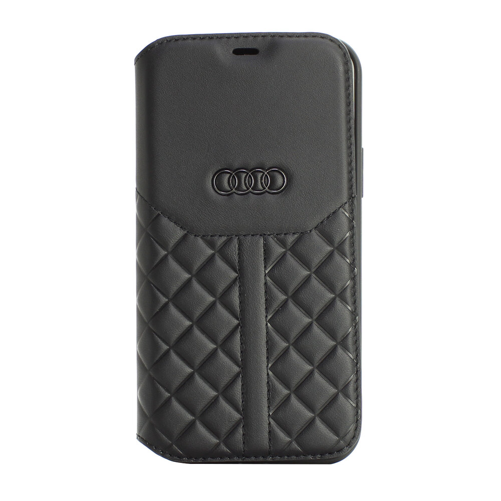 Audi Audi Apple iPhone 12 Mini Black Book type case Q8 Serie - Genuine Leather Audi Audi Apple iPhone 12 Mini Black Book type case Q8 Serie - Genuine Leather
