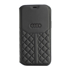 Audi Apple iPhone 12 Mini Noir Book type housse Q8 Série - Genuine Leather