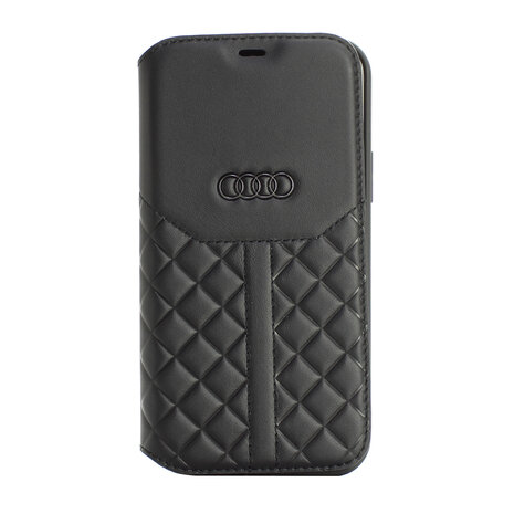 Audi Audi Apple iPhone 12 Mini Black Book type case Q8 Serie - Genuine Leather Audi Audi Apple iPhone 12 Mini Black Book type case Q8 Serie - Genuine Leather