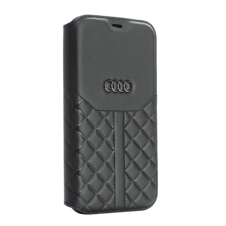 Audi Audi Apple iPhone 12 Mini Black Book type case Q8 Serie - Genuine Leather Audi Audi Apple iPhone 12 Mini Black Book type case Q8 Serie - Genuine Leather