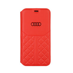 Audi hoesje - Rood - iPhone 12 Mini - Book Case - Q8 Serie - Genuine Leather