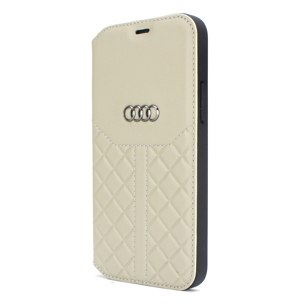 Audi Audi Apple iPhone 12 / 12 Pro Beige Book-Case hul Q8 Serie - Genuine Leather Audi Audi Apple iPhone 12 / 12 Pro Beige Book-Case hul Q8 Serie - Genuine Leather
